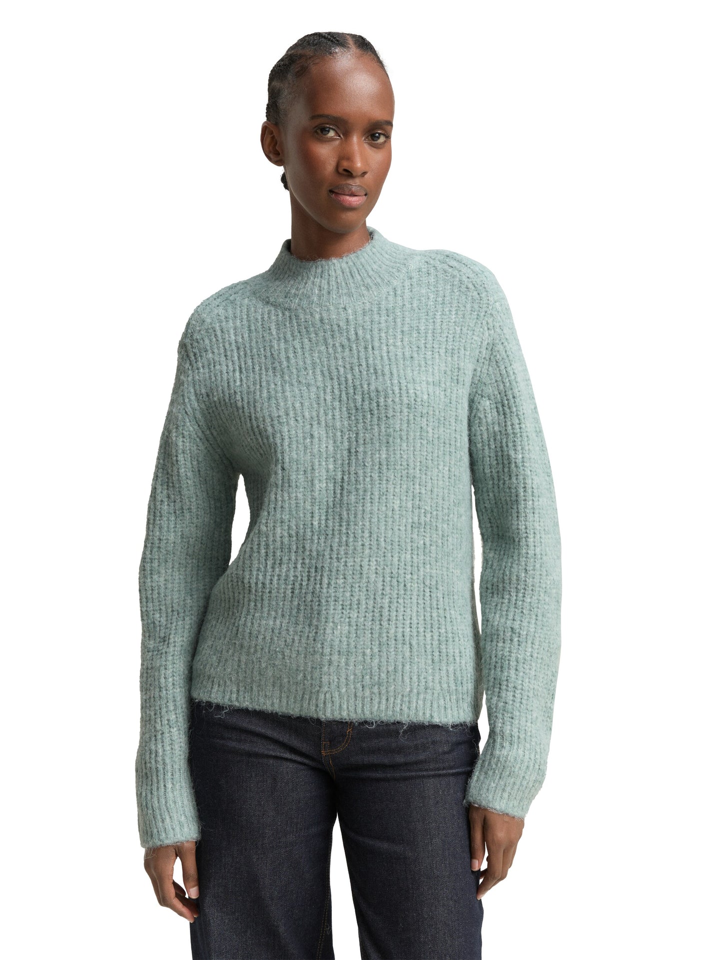 Relaxed Fit Strickpullover mit Stehkragen