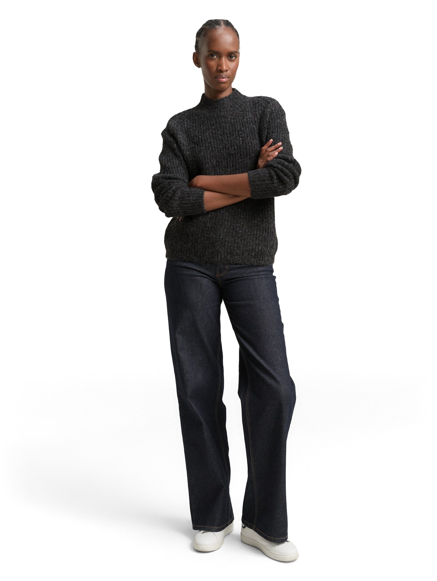 Relaxed Fit Strickpullover mit Stehkragen