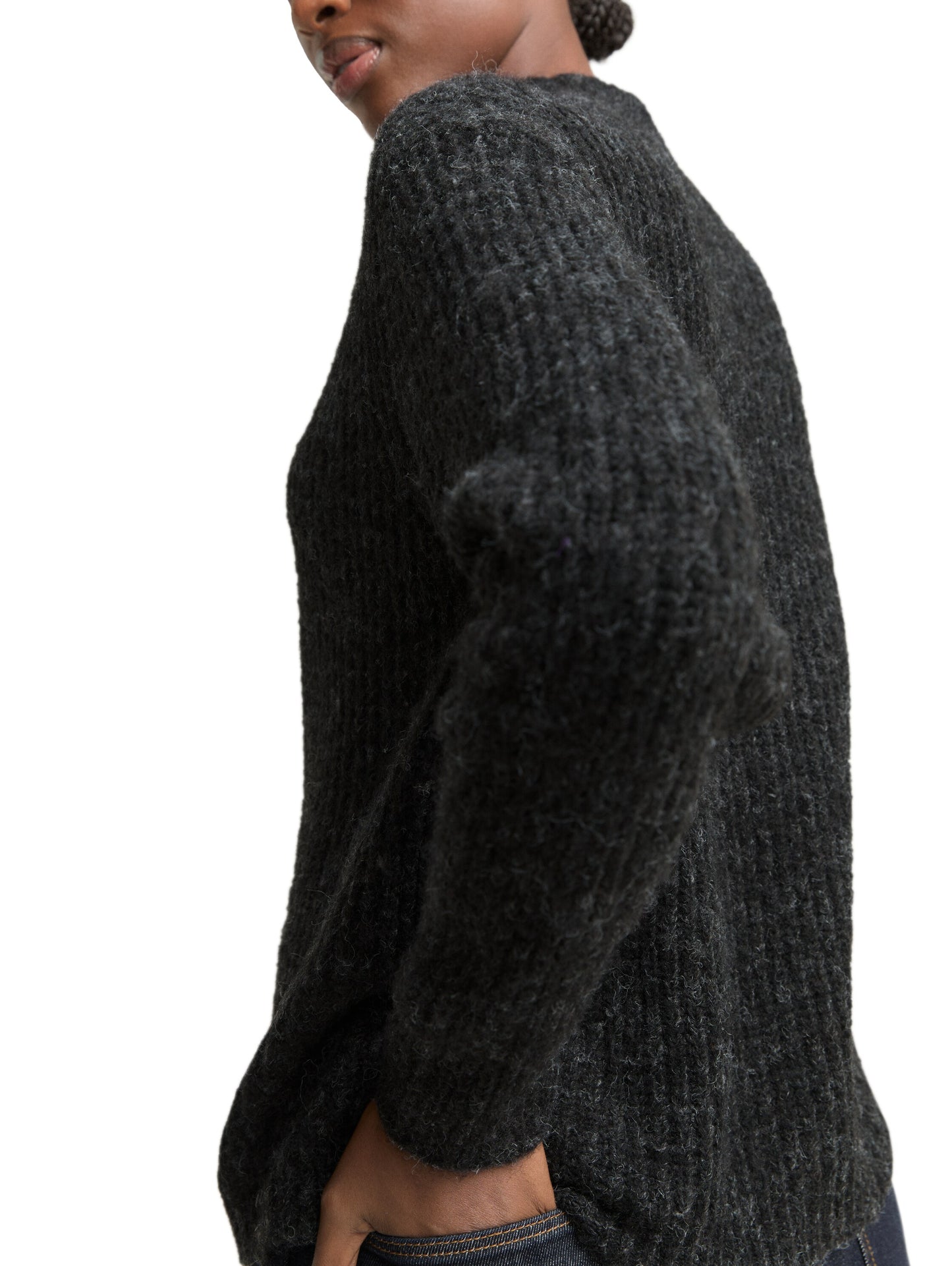 Relaxed Fit Strickpullover mit Stehkragen