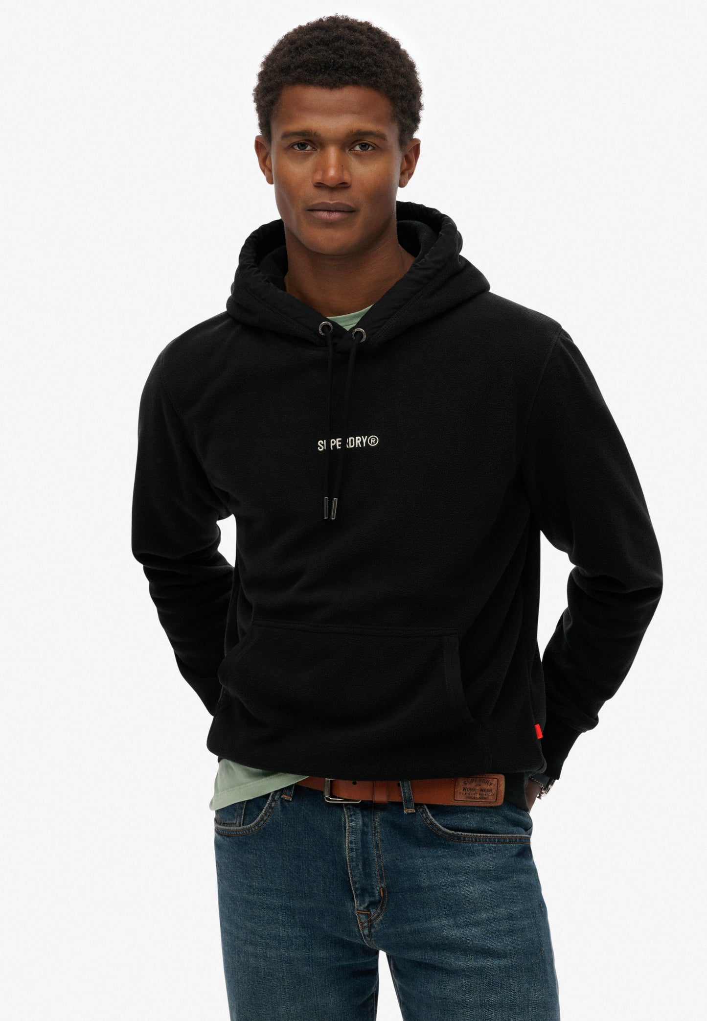Fleece-Kapuzenpullover mit Mikro-Logo