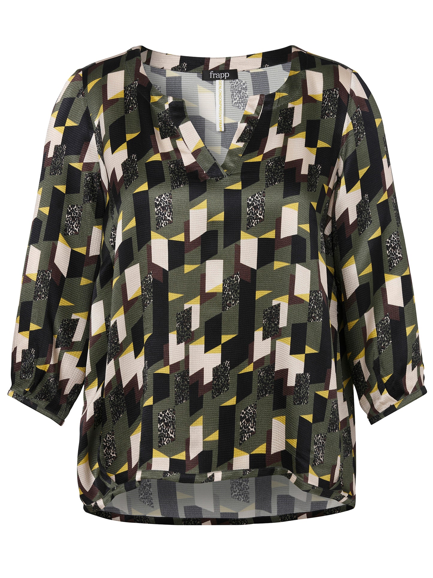 Bluse V-Ausschnitt 3/4 Arm Druck