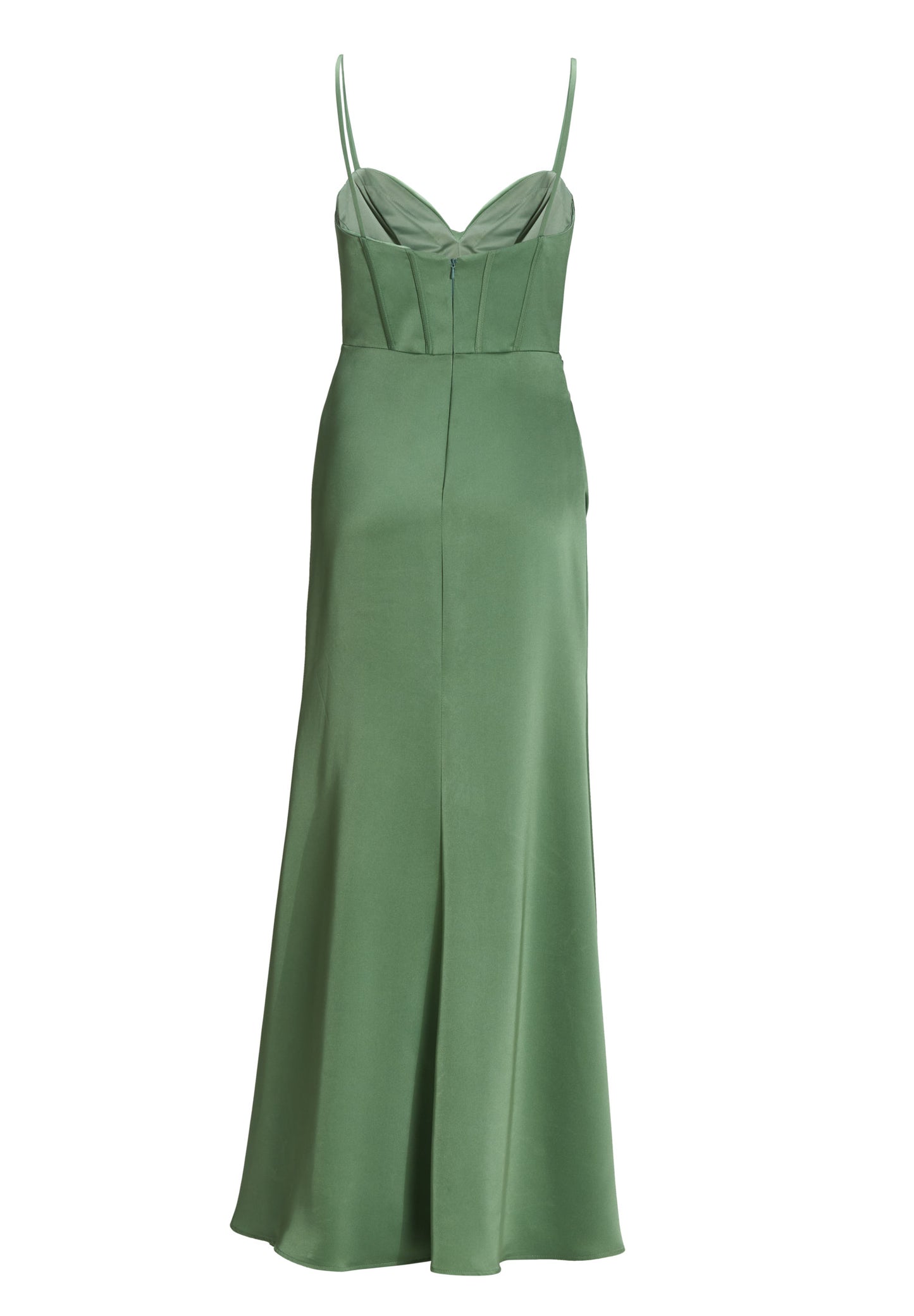 Satinkleid mit Drapierung und Beinschlitz