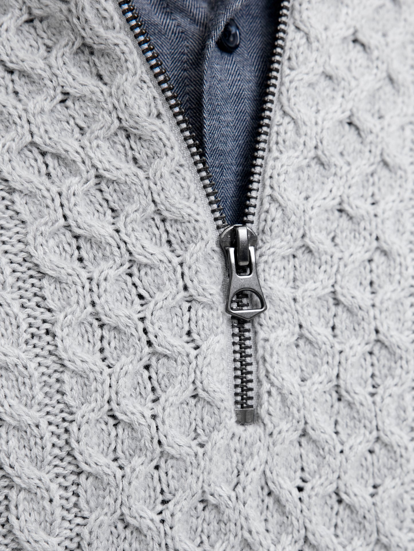 JPRBLUSEAN KNIT CABLE HALF ZIP SN