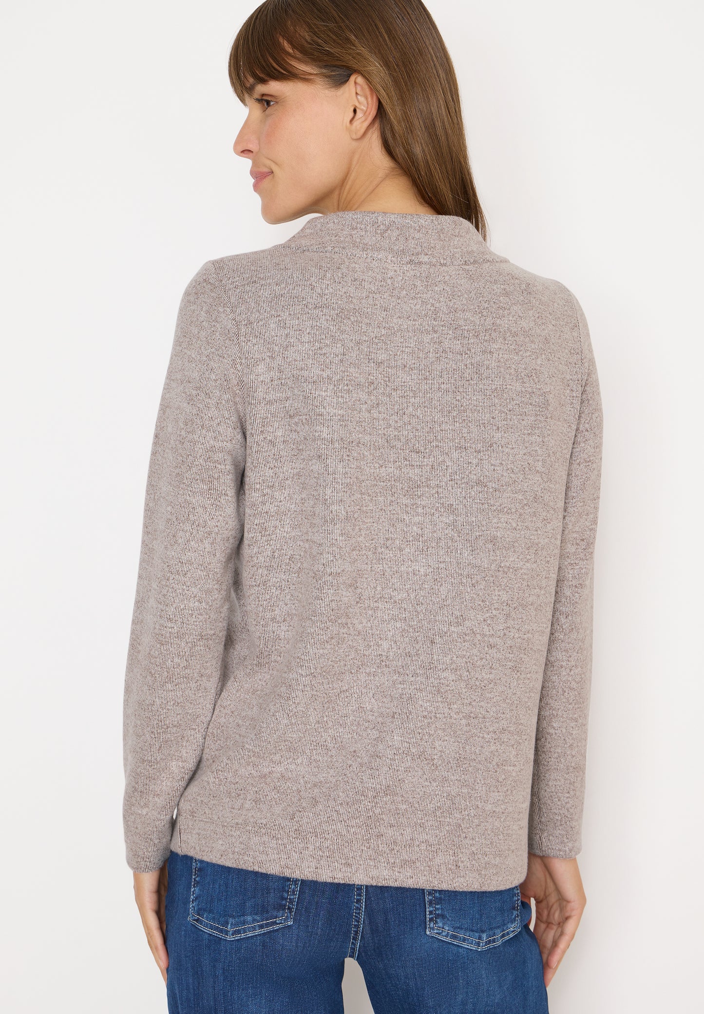 Funnelneck Melange Rippshirt