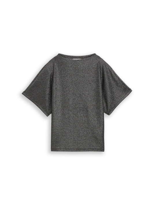 Glitzer T-Shirt mit Fledermausärmeln