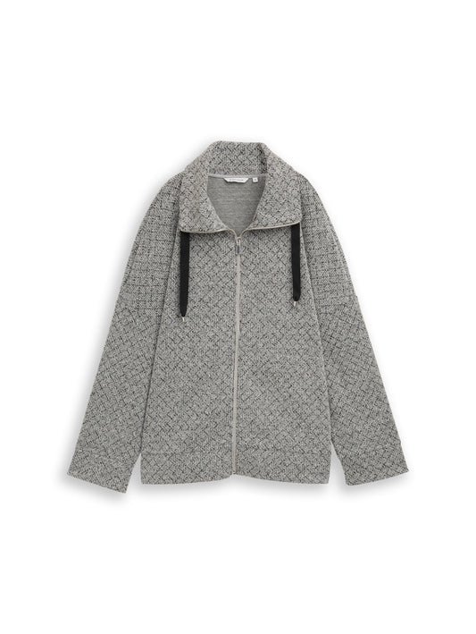 Plus Size - Loose Fit Sweatjacke mit Stehkragen