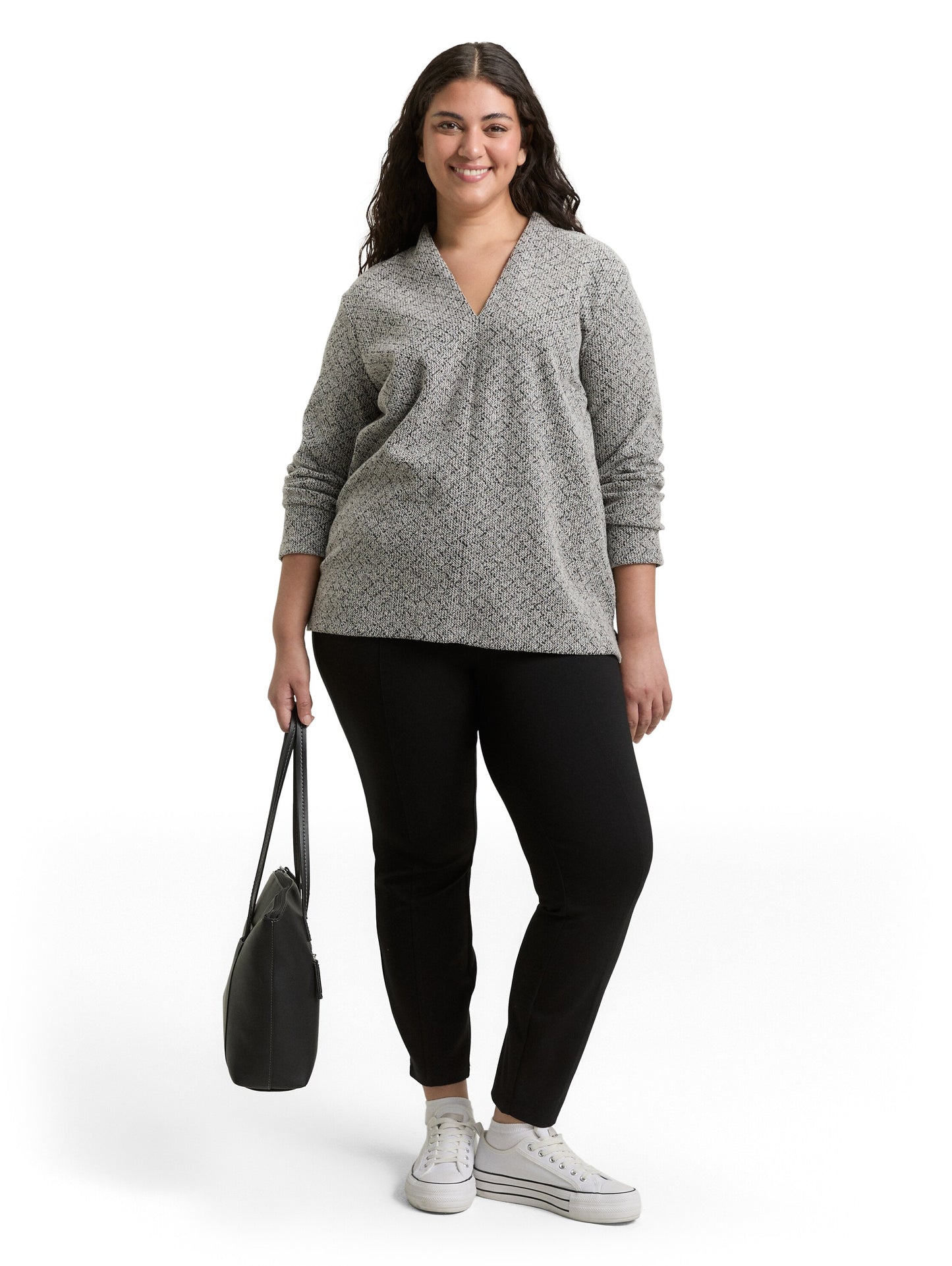 Plus Size - Sweatshirt mit V-Ausschnitt