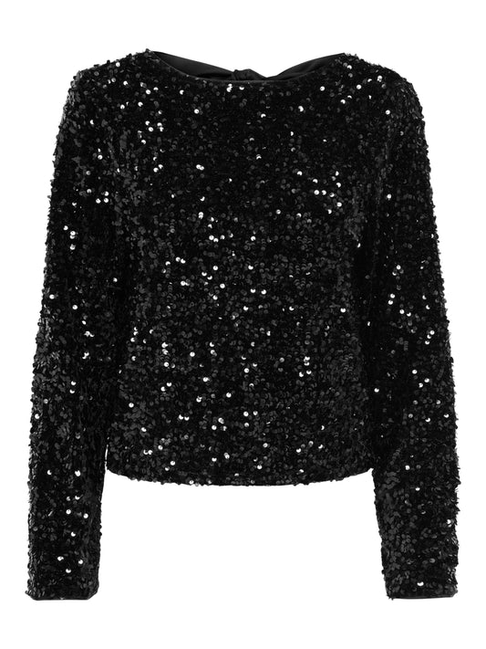 ONLCONFIDENCE L/S SEQUIN BOW TOP JRS