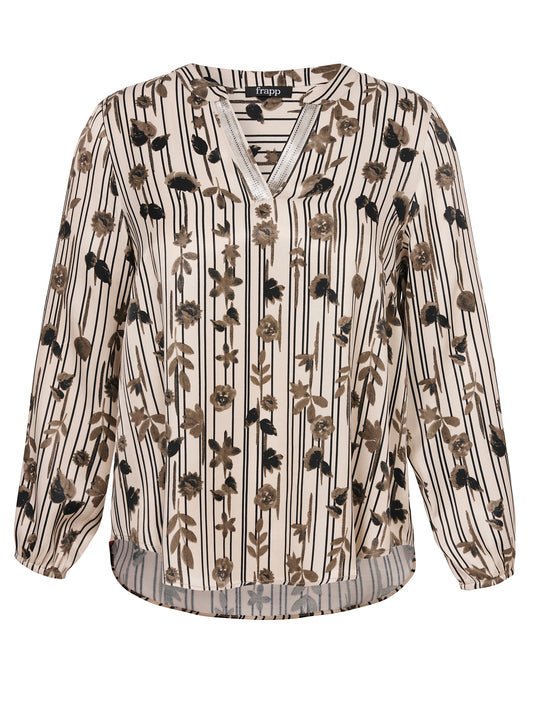 Bluse V-Ausschnitt 1/1 Arm Druck