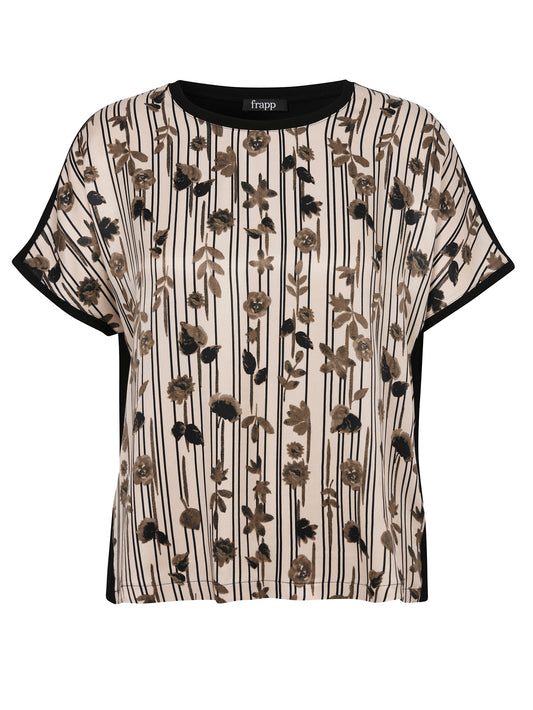 Bluse Rundhals ohne Arm Druck