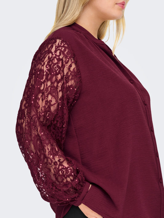 CARKAMMY LIFE LS V-NECK LACE SHIRT WVN