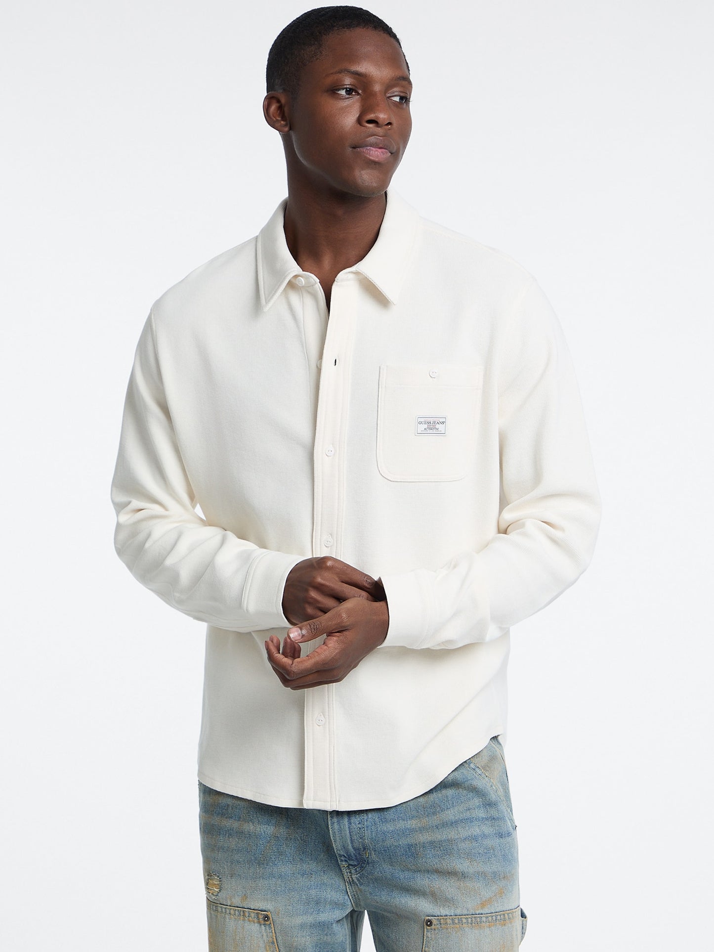 GJ LS REG SHIRT WAFFLE BUTTON