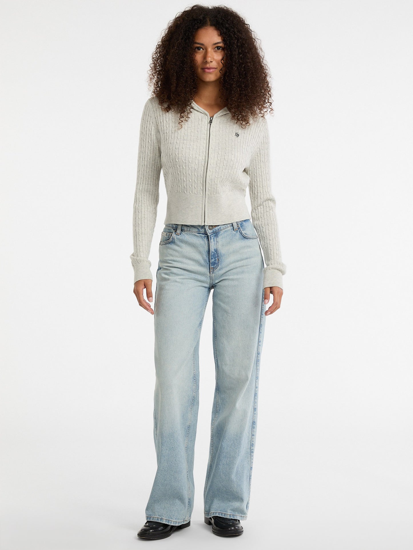 GJ LS CABLE HOODIE CARDI