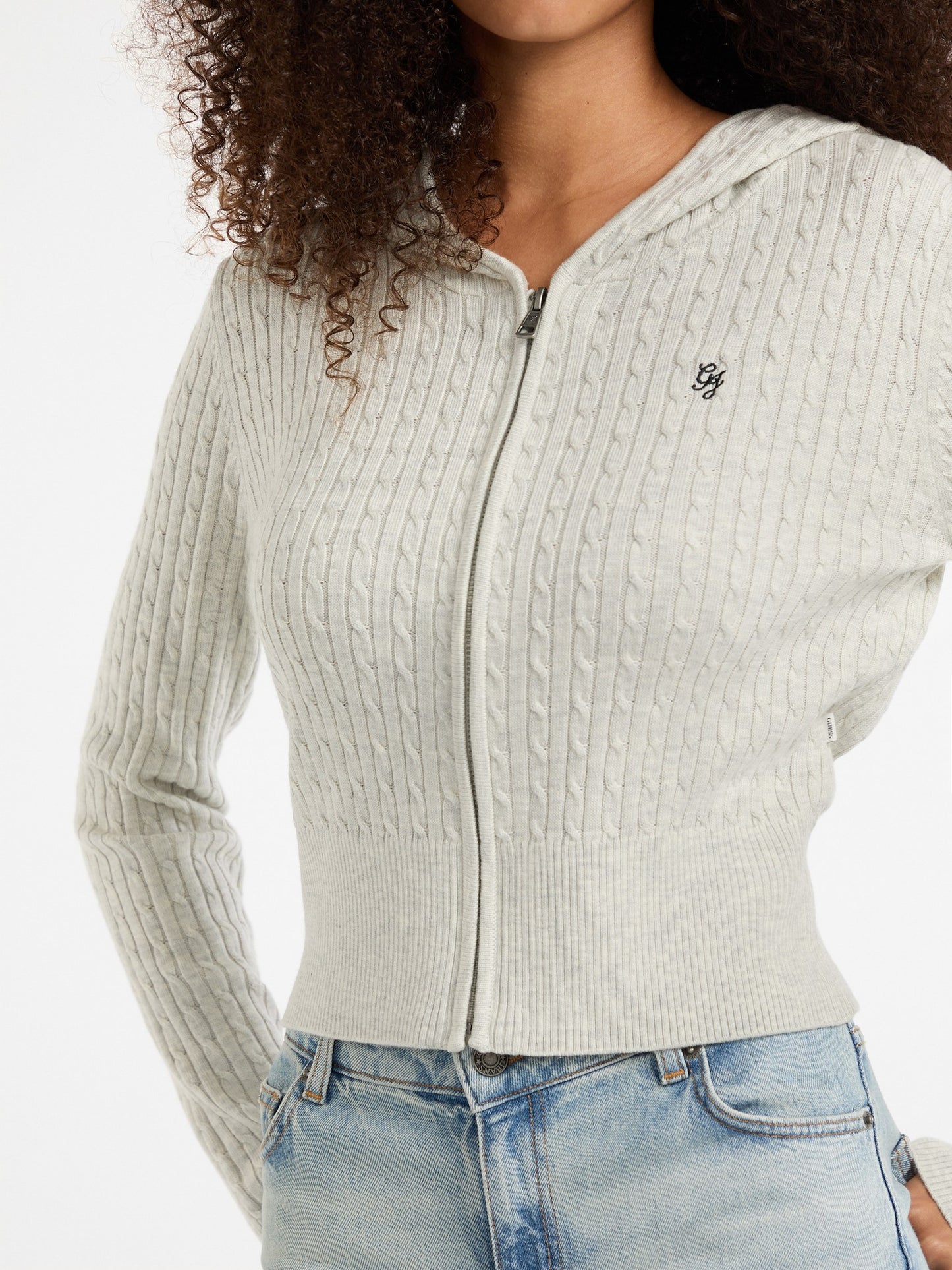 GJ LS CABLE HOODIE CARDI