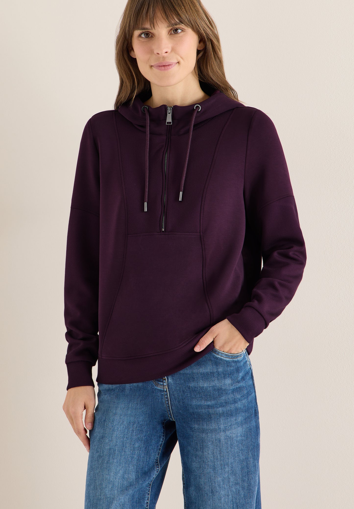 Troyer-Sweatshirt mit Kapuze
