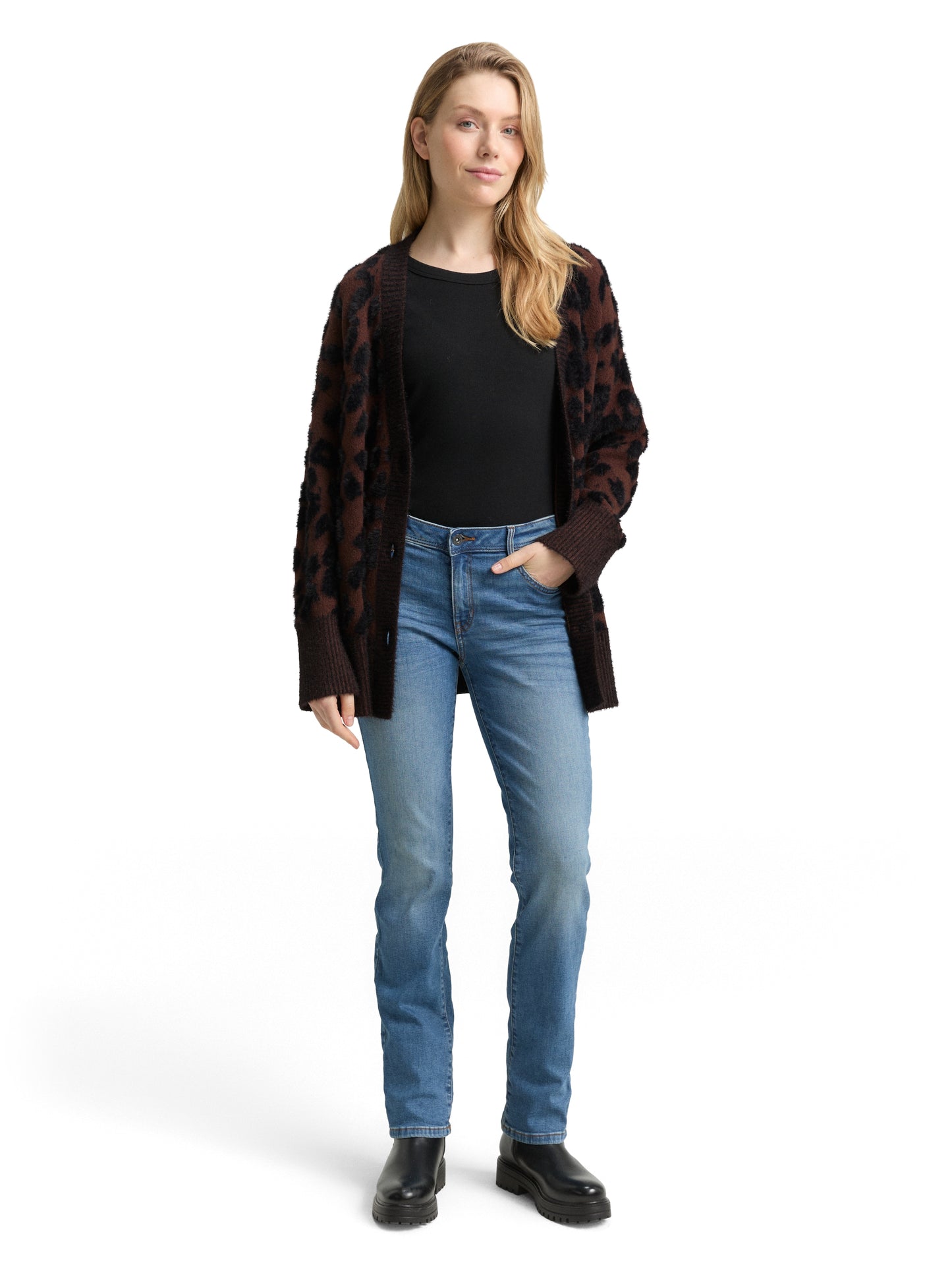 Oversize Cardigan mit Leo-Muster