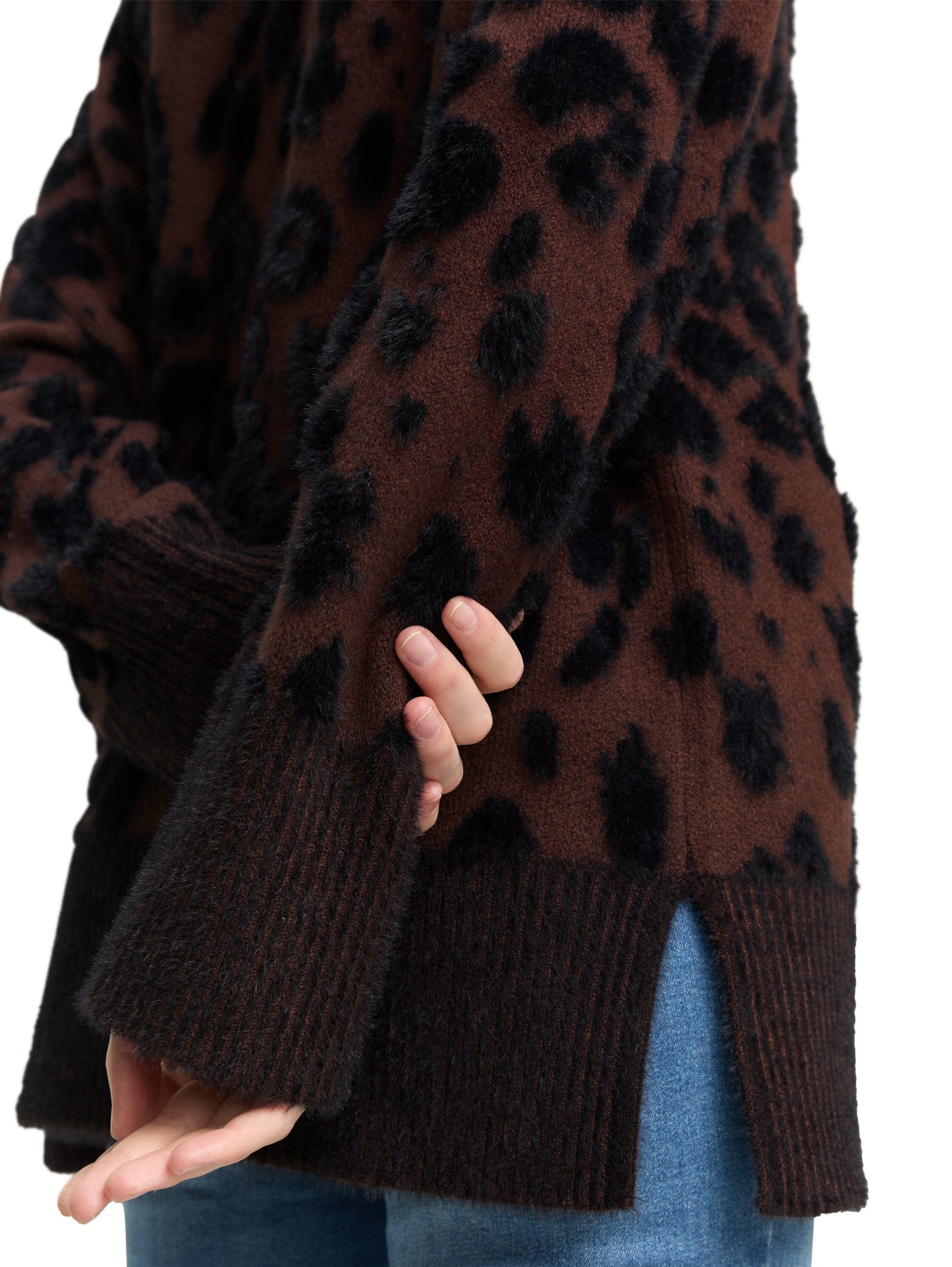 Oversize Cardigan mit Leo-Muster