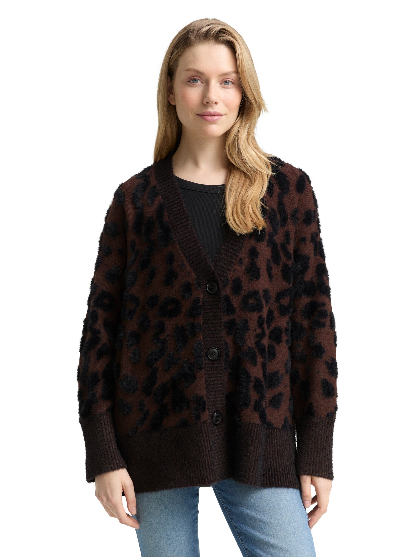 Oversize Cardigan mit Leo-Muster