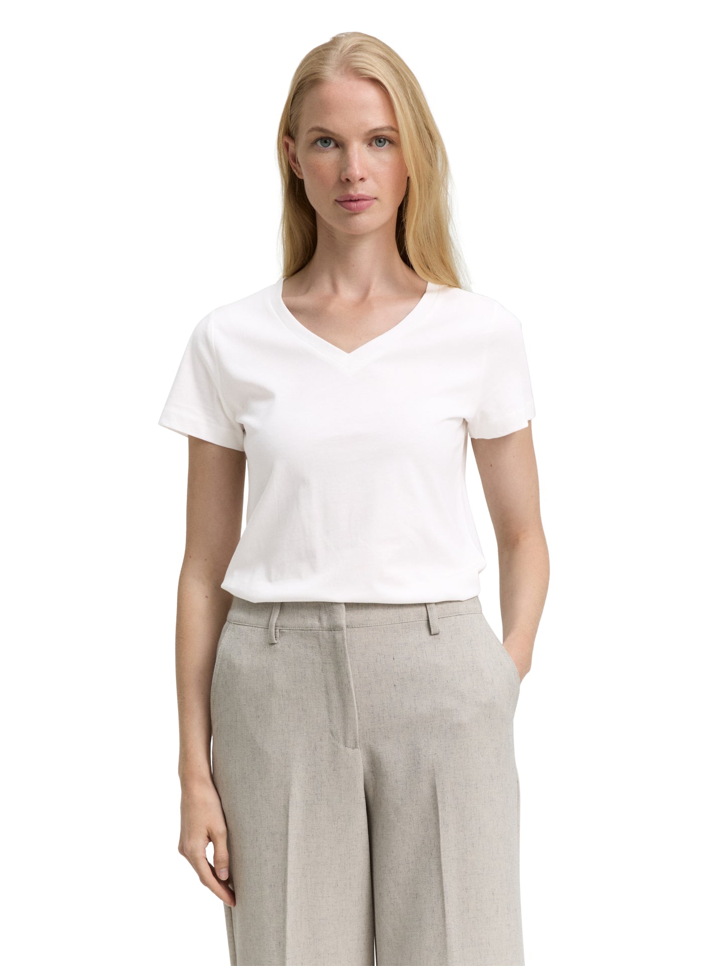 Basic T-Shirt mit V-Ausschnitt