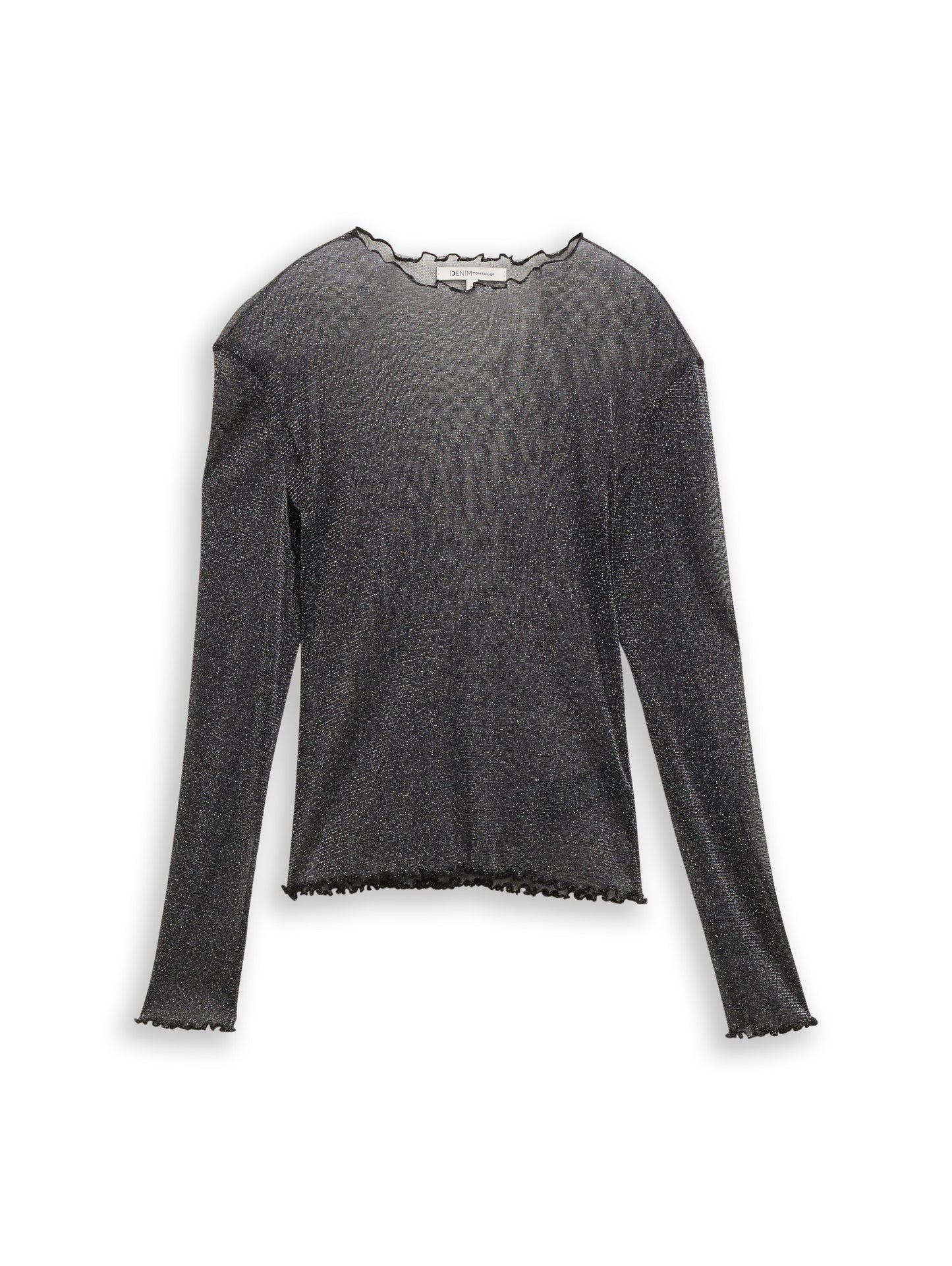 Mesh Langarmshirt mit Glitzer-Effekt