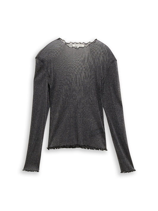 Mesh Langarmshirt mit Glitzer-Effekt