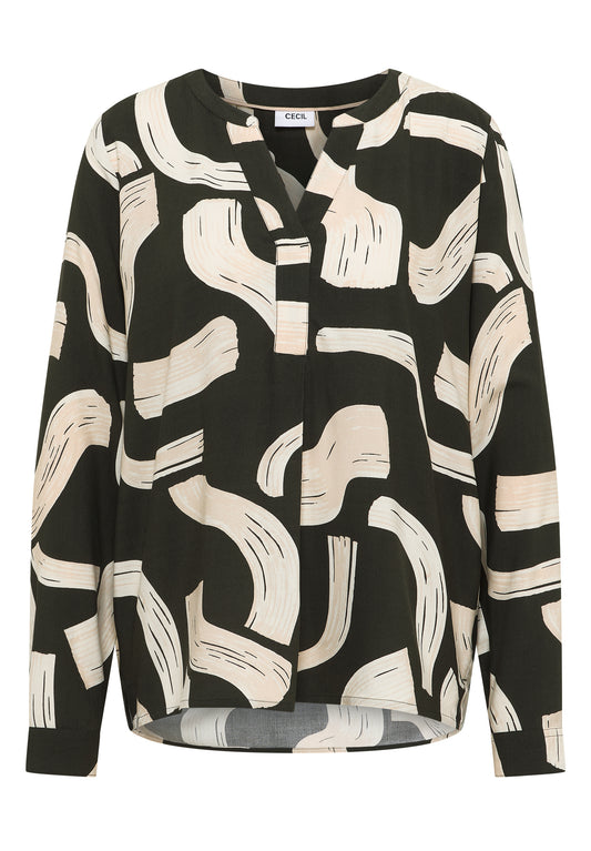 Gemusterte Split Neck Bluse