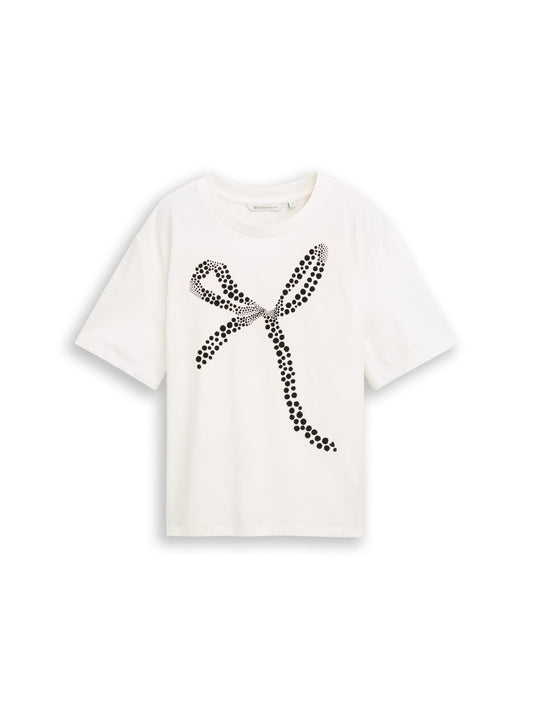 Boxy Fit T-Shirt mit Schleifen-Print