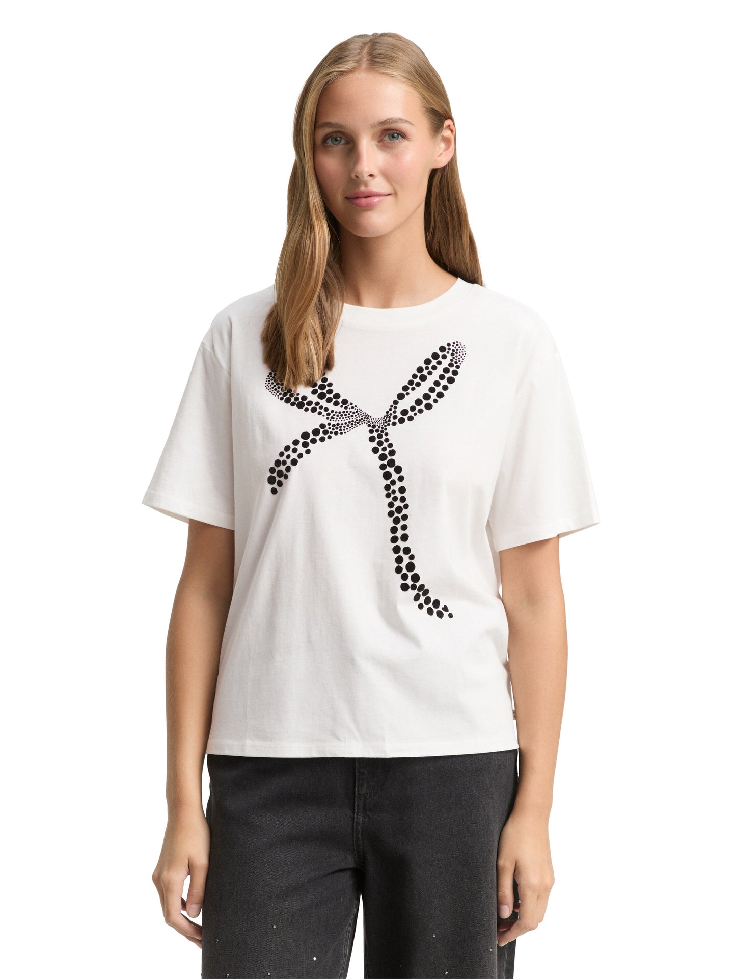 Boxy Fit T-Shirt mit Schleifen-Print