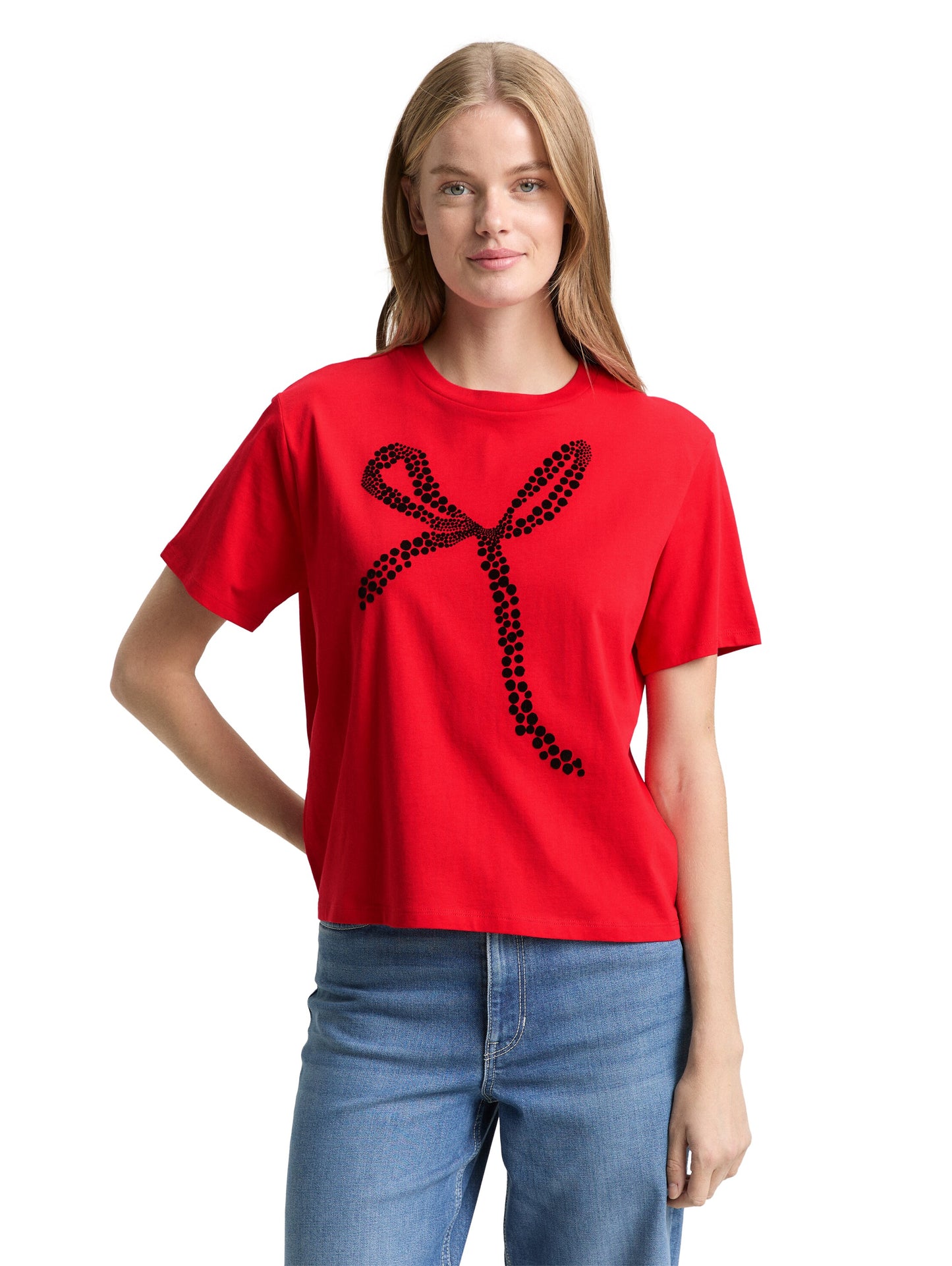 Boxy Fit T-Shirt mit Schleifen-Print