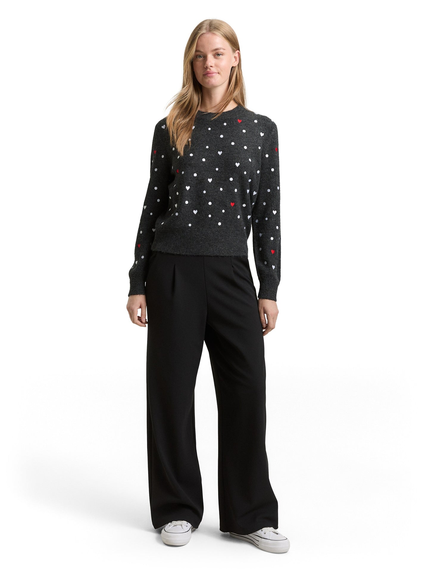 Relaxed Fit Strickpullover mit Stickereien