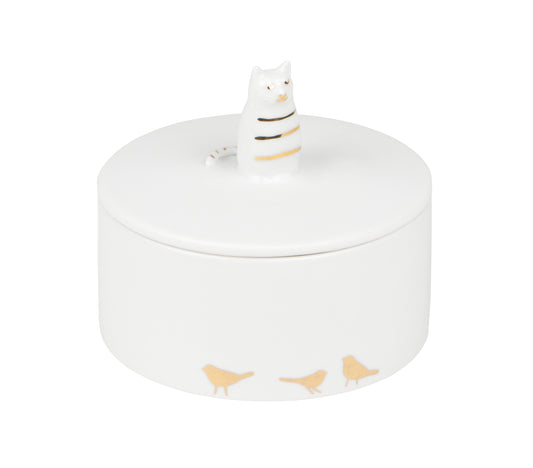 PG Goldstueck Dose Katze D.8cm, H.7cm,