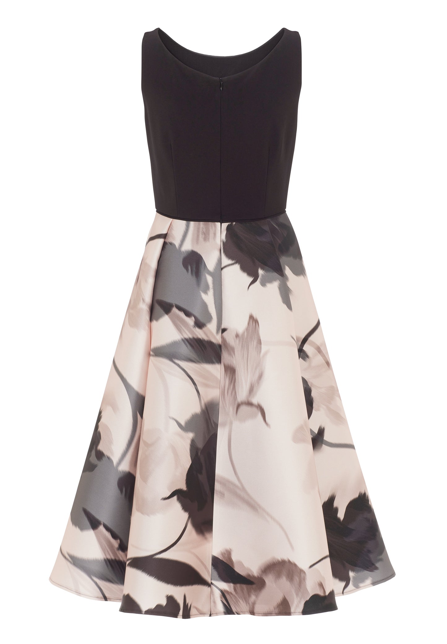 Cocktail Kleid aus bedrucktem Twill mit Scuba Oberteil