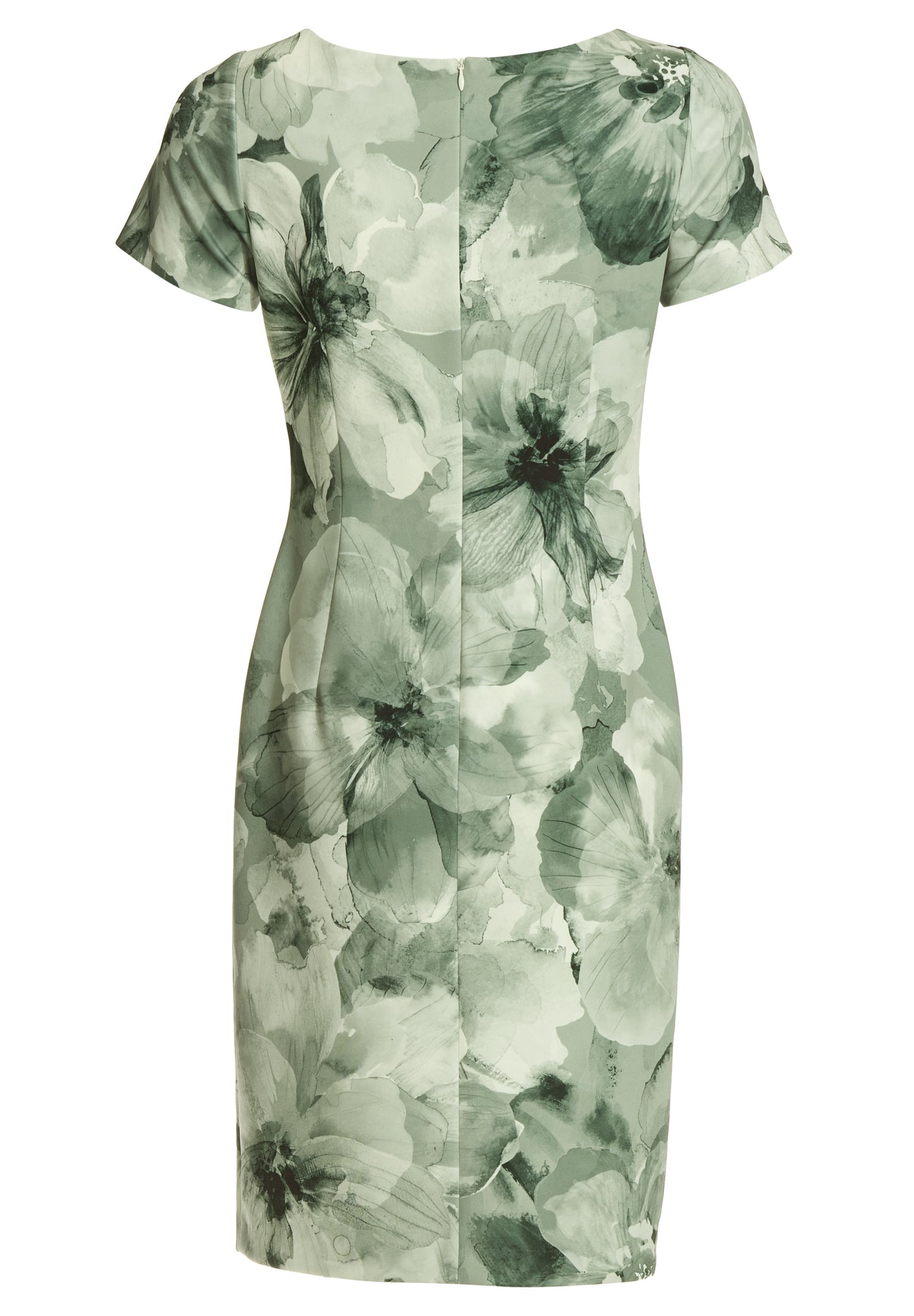 Etuikleid aus bedrucktem Scuba mit Falten Detail