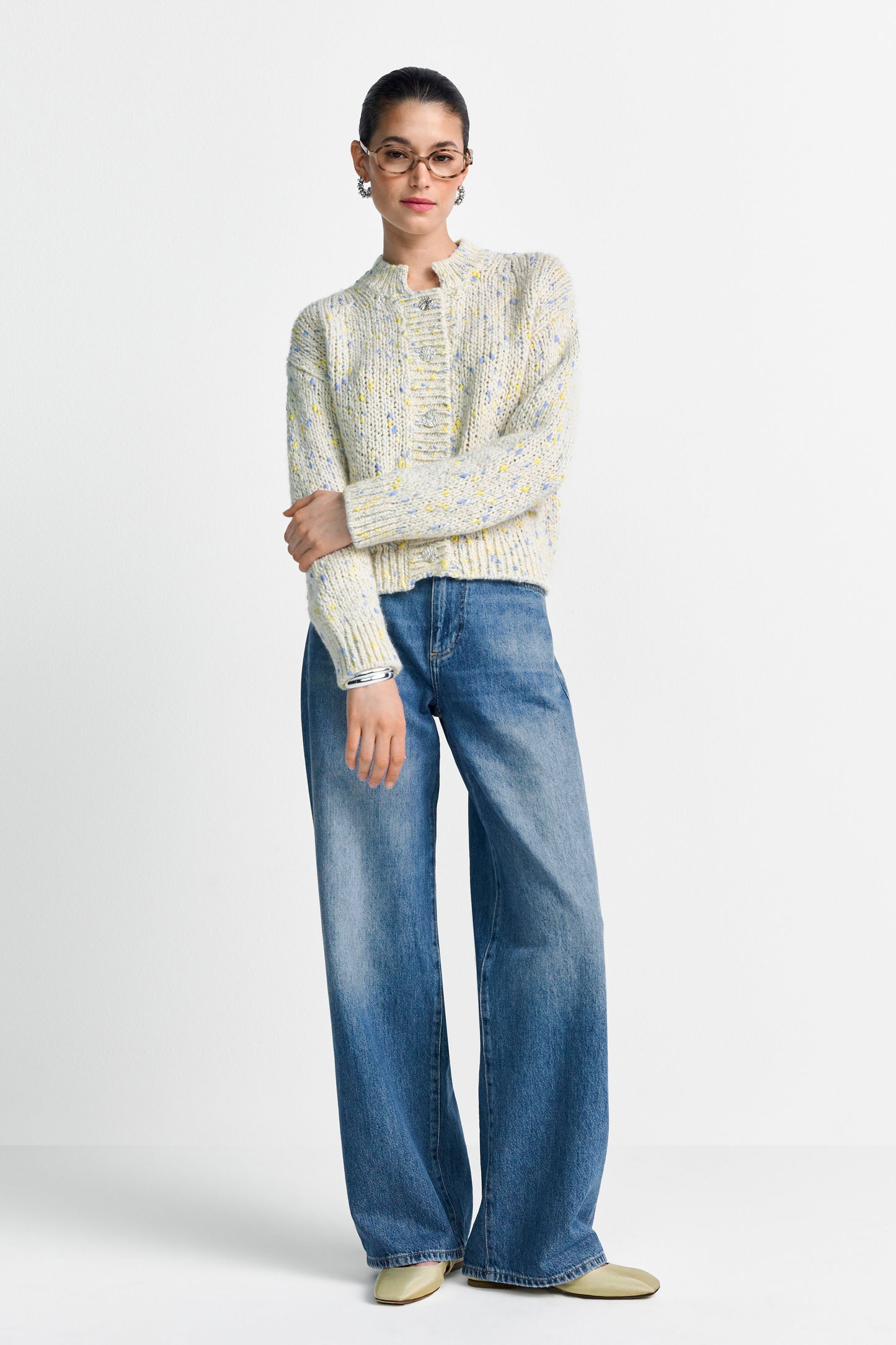 Boxy Neps Yarn Cardigan