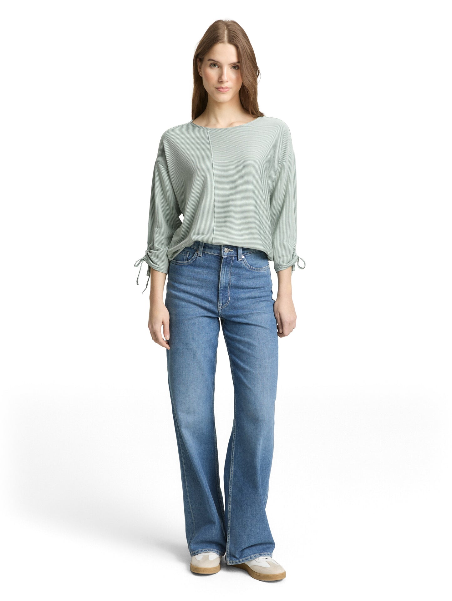 Loose Fit Langarmshirt mit Raffärmeln