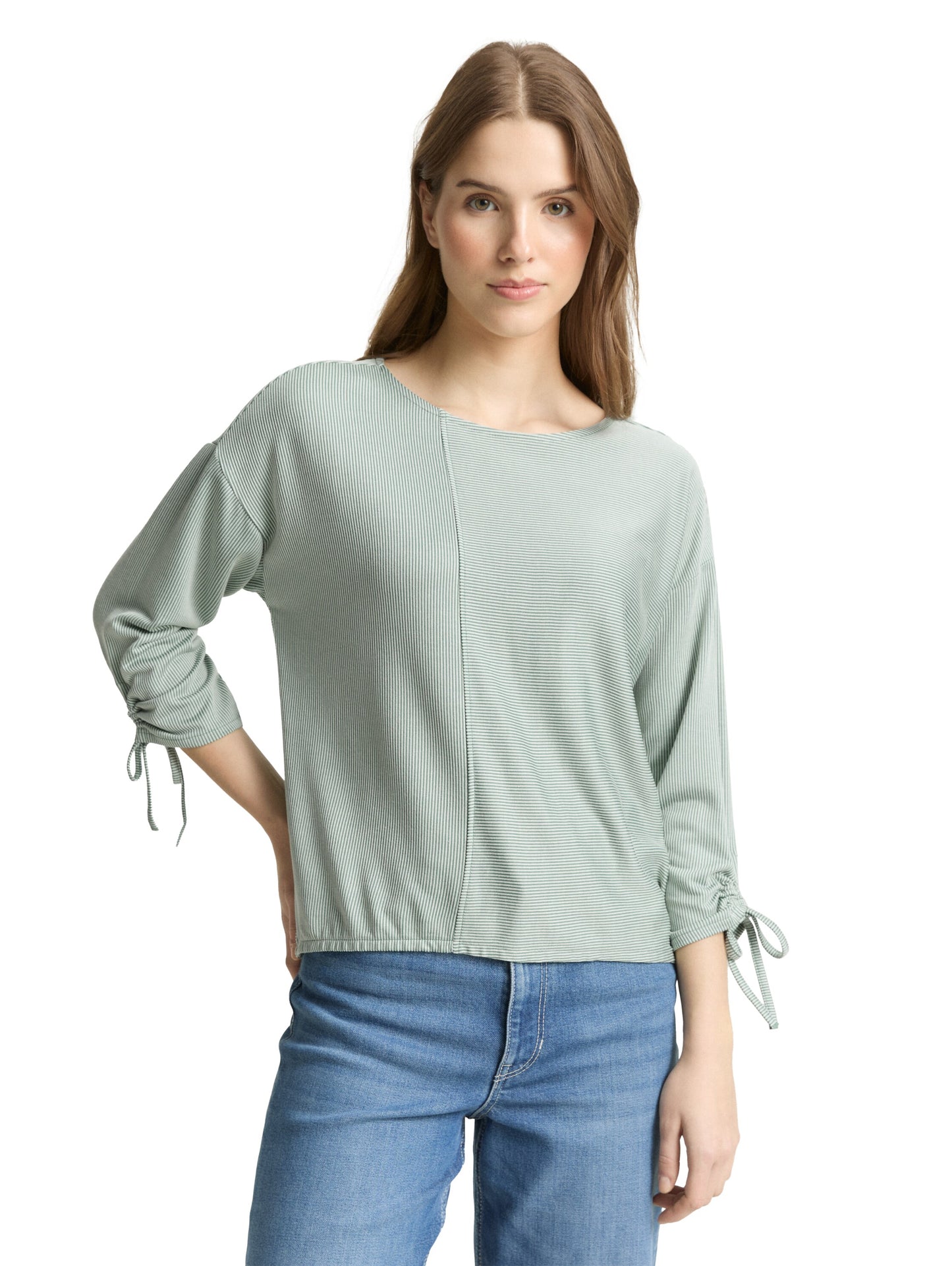 Loose Fit Langarmshirt mit Raffärmeln