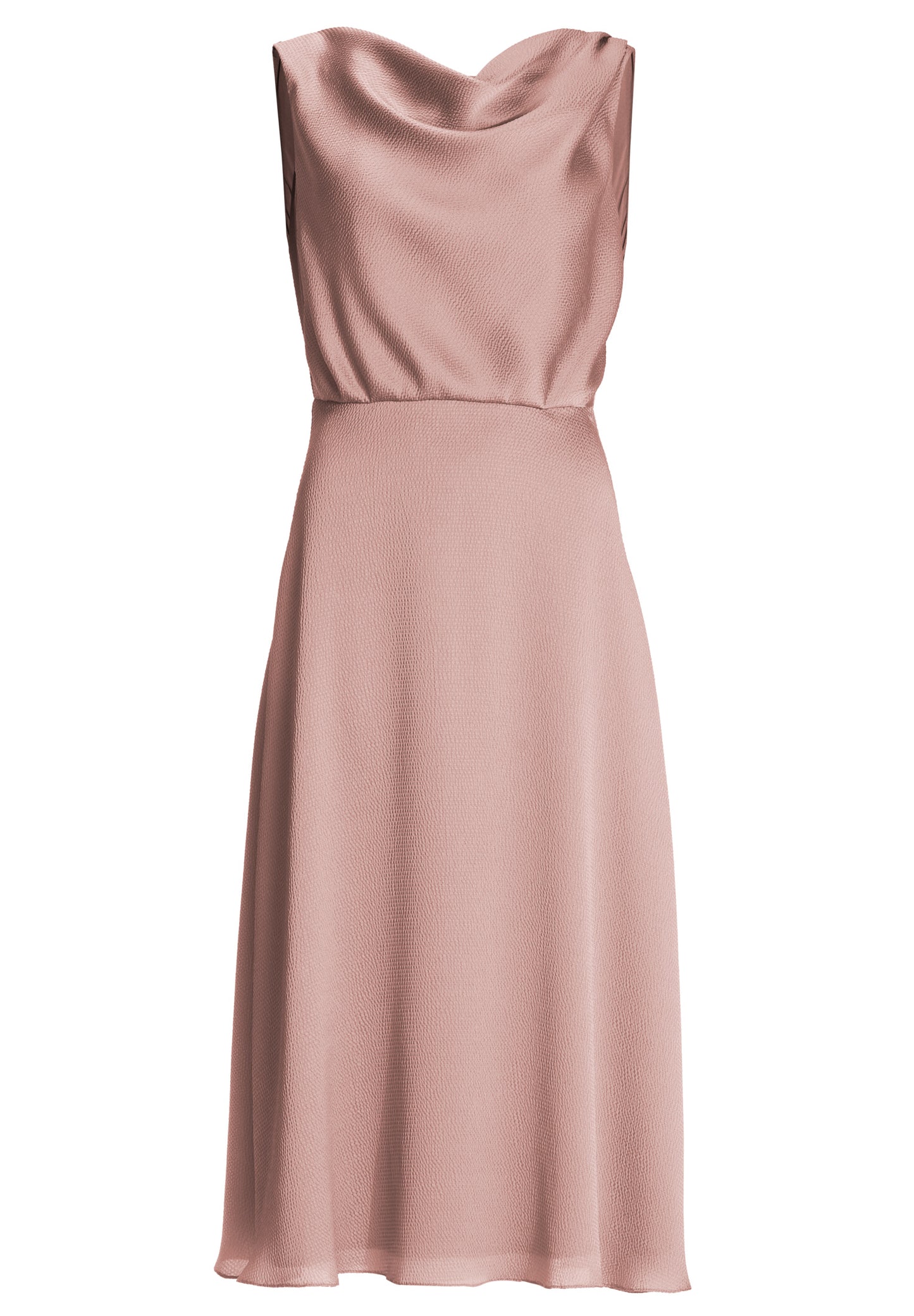 Cocktailkleid aus gehämmertem Satin mit Wasserfall Ausschnitt