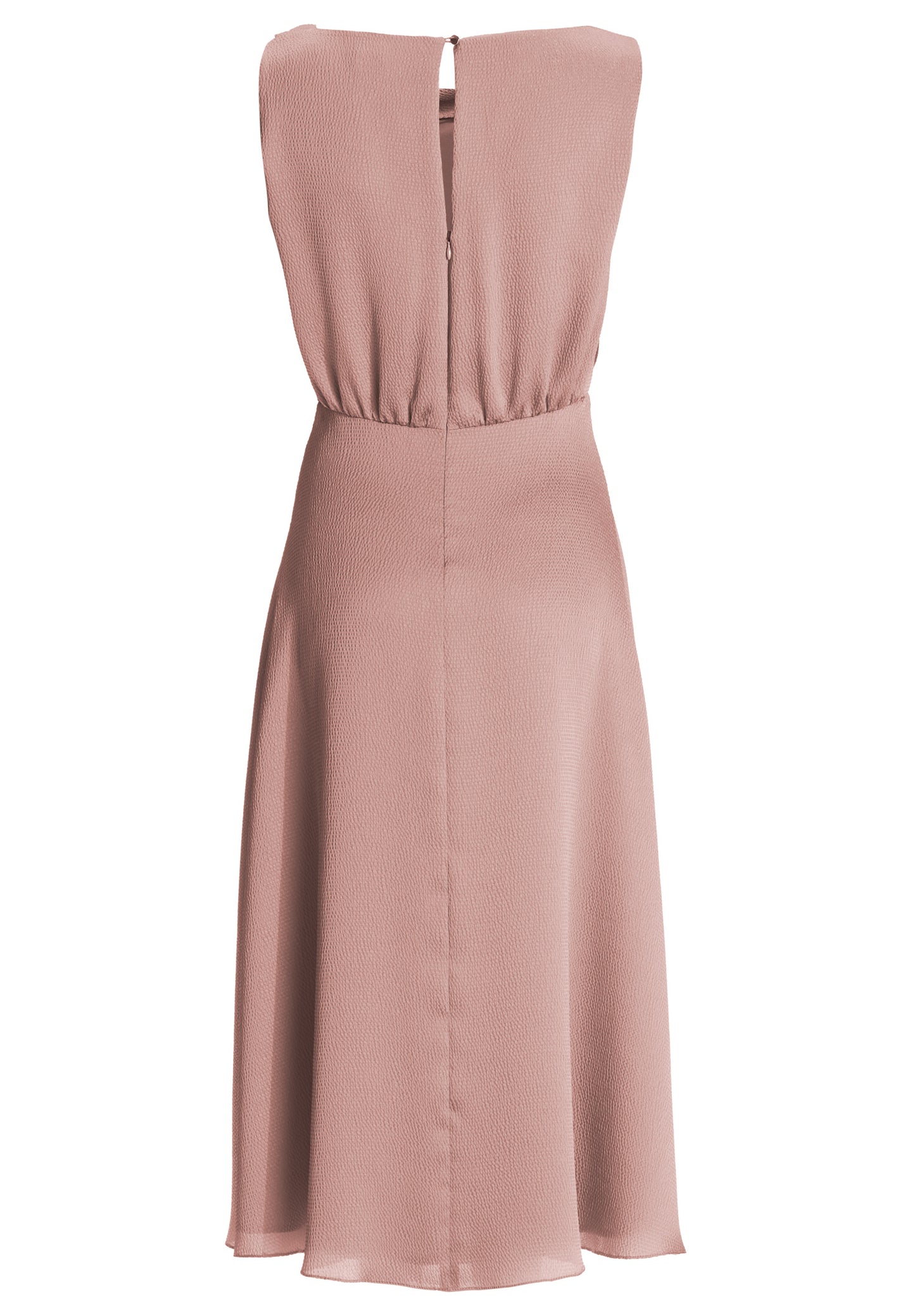 Cocktailkleid aus gehämmertem Satin mit Wasserfall Ausschnitt