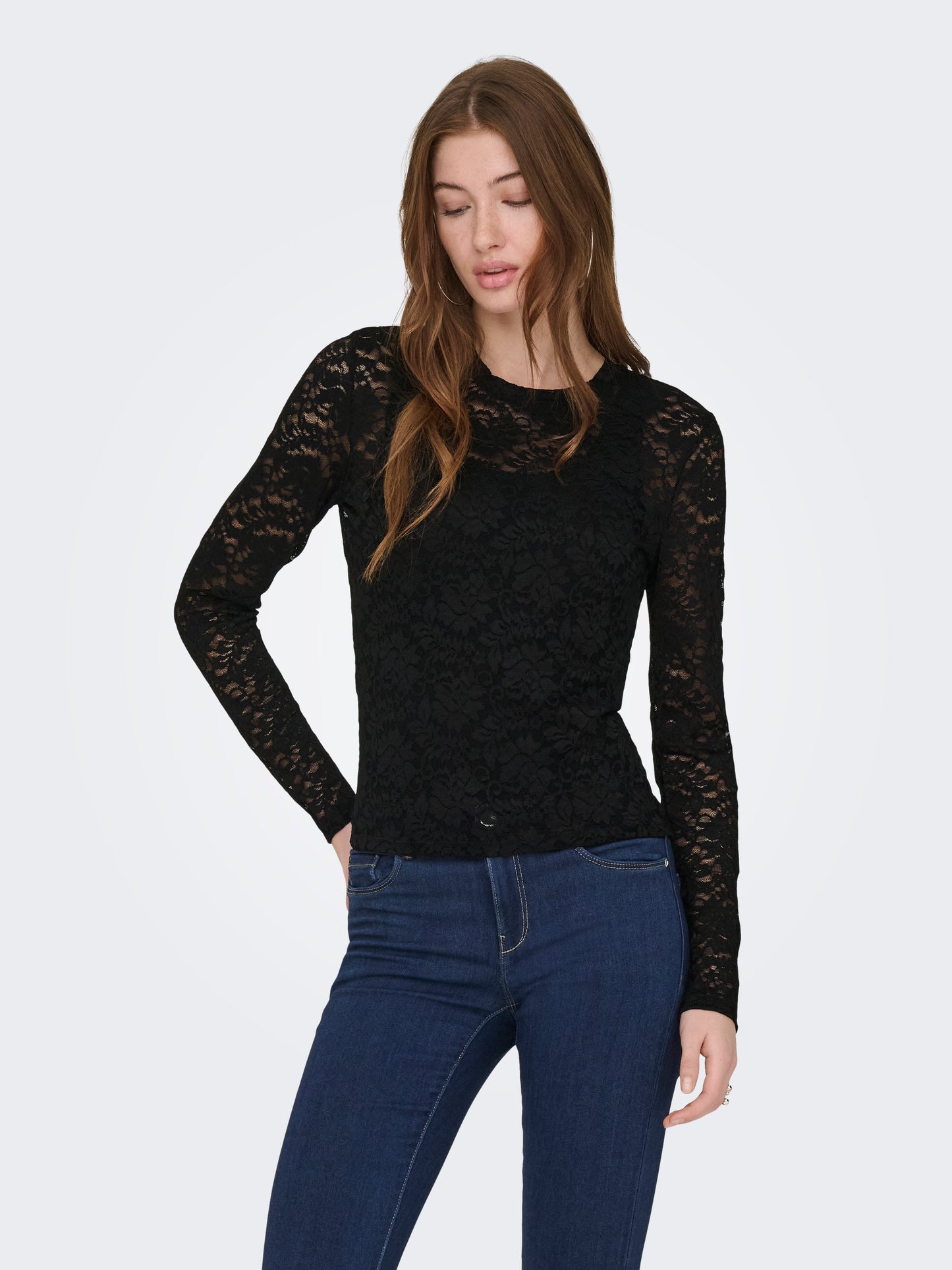 ONLNIKKA L/S O-NECK LACE TOP JRS