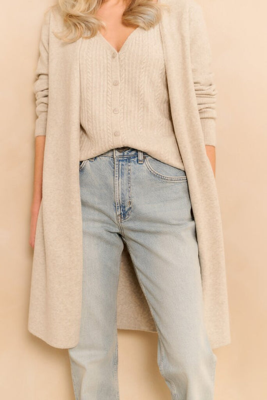 Cardigan mit Westenschicht, CLOUD GREY MELANGE