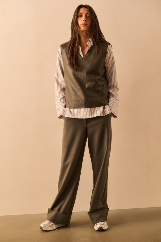 Weiche strukturierte Hose, DARK TAUPE GREY MELANGE