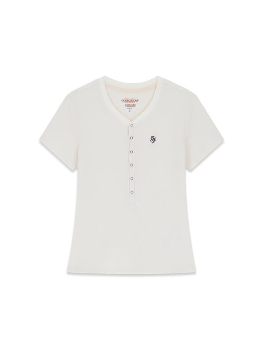 GJ SS HENLEY WAFFLE TOP