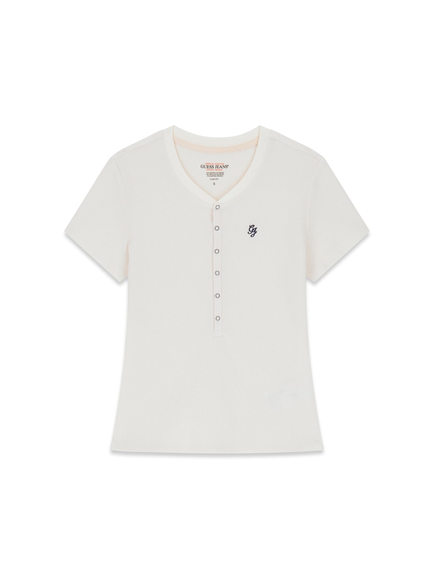 GJ SS HENLEY WAFFLE TOP