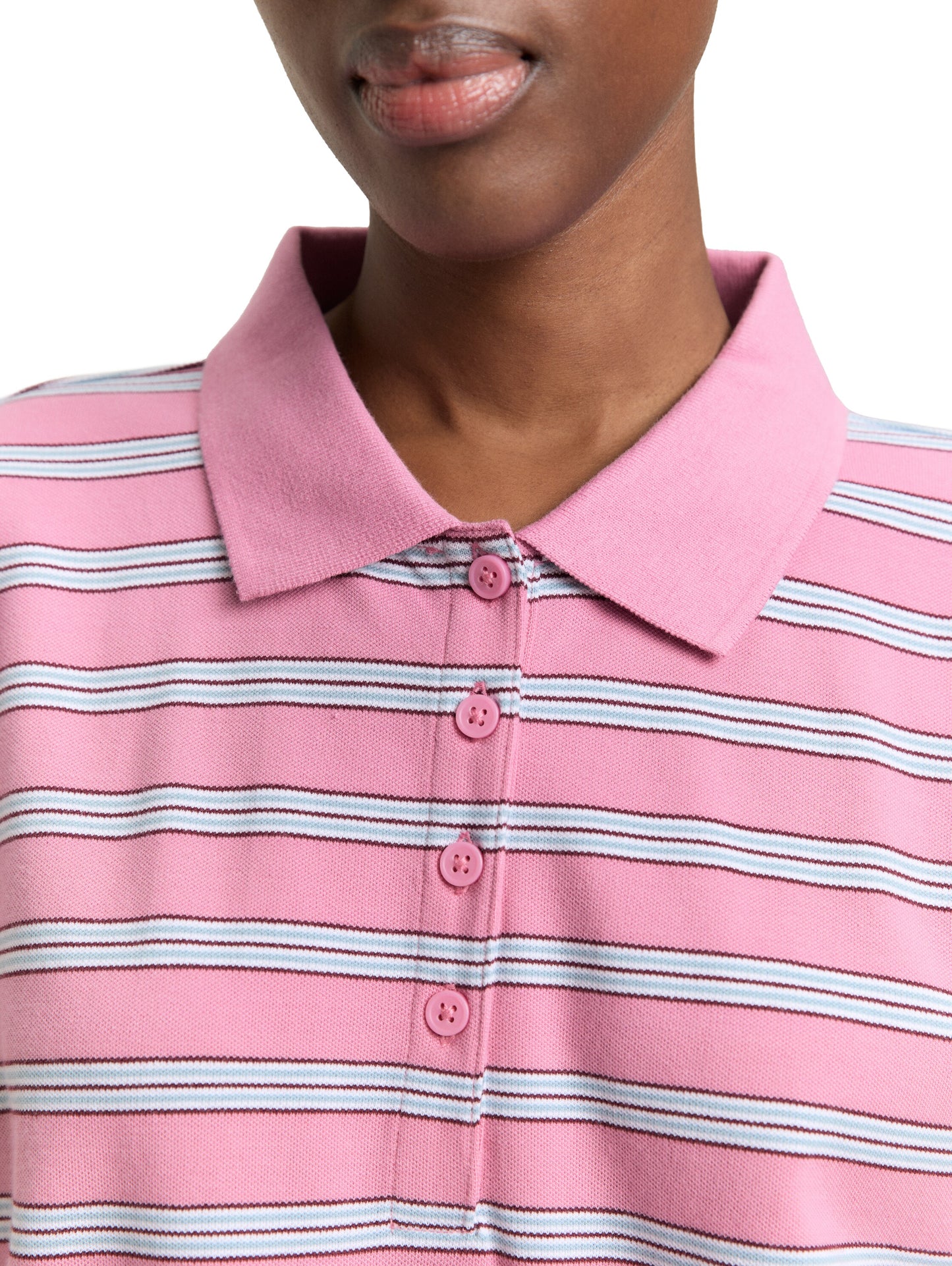 Boxy Fit Langarm Poloshirt mit Streifenmuster