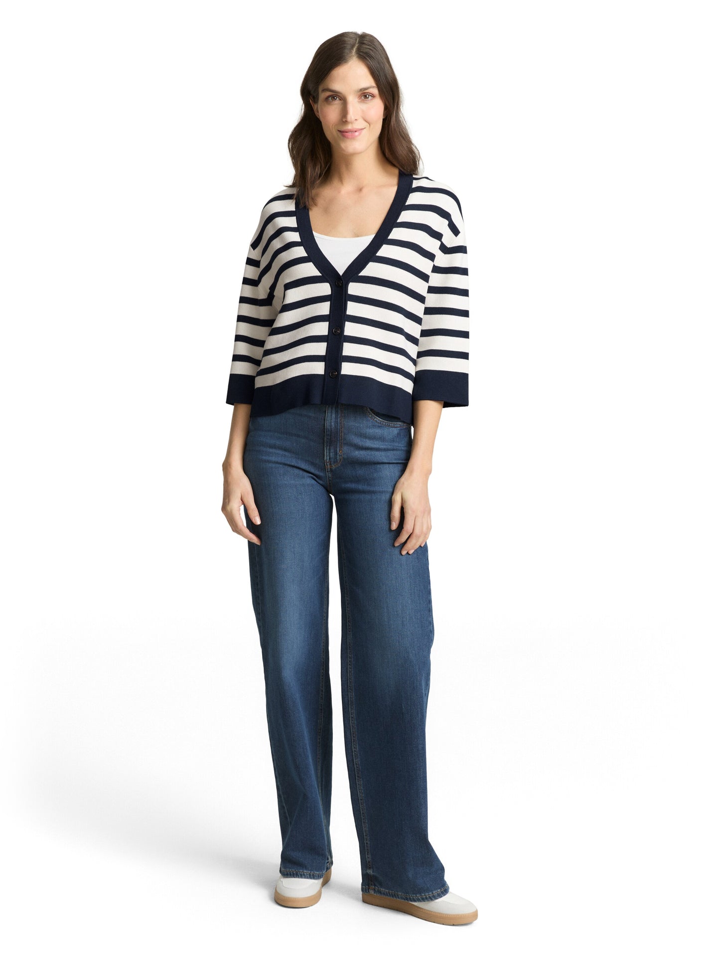 Loose Fit Cardigan mit Streifenmuster