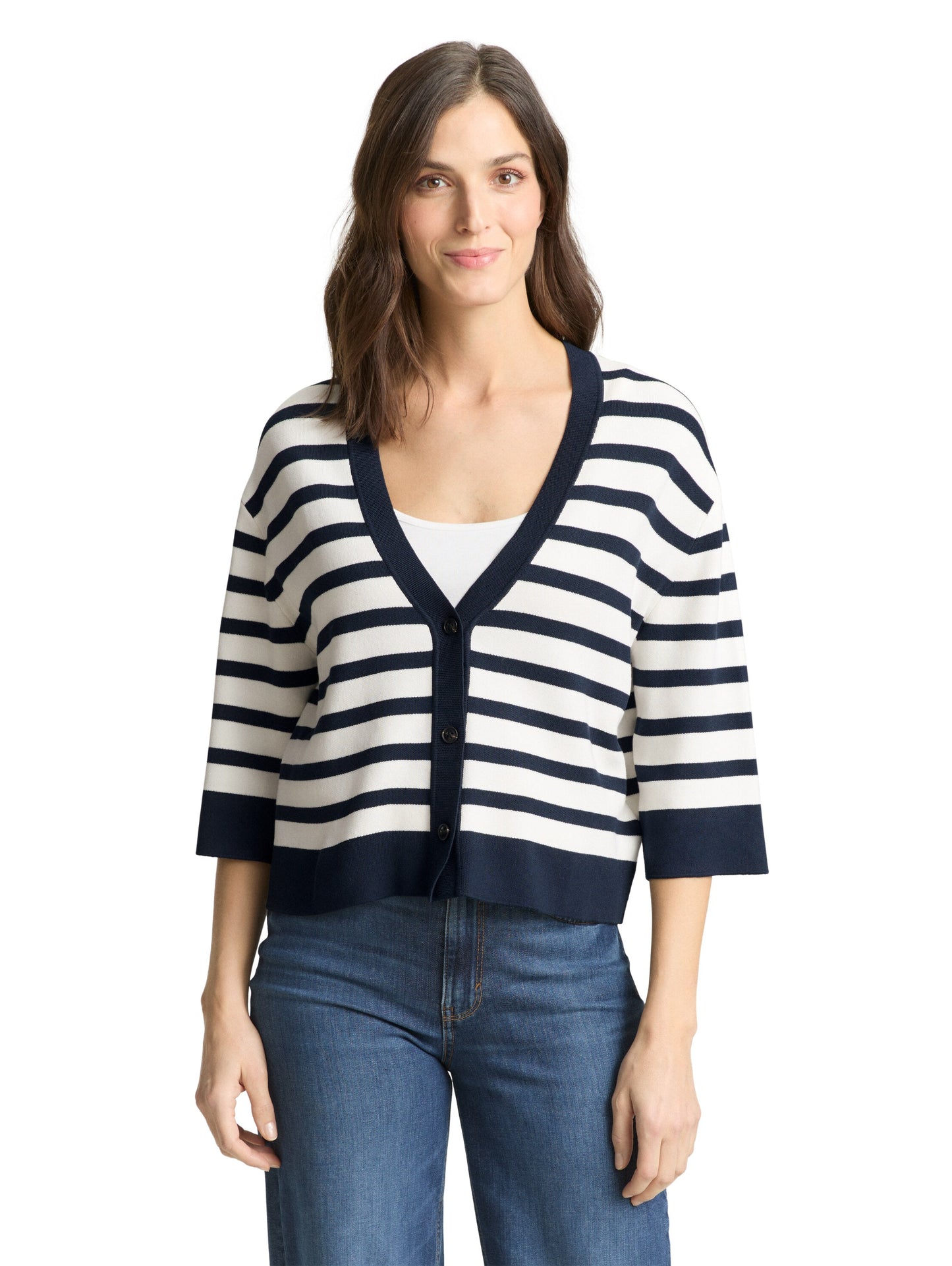 Loose Fit Cardigan mit Streifenmuster