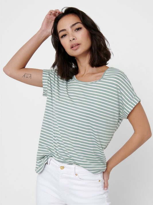 ONLMOSTER STRIPE S/S O-NECK TOP JRS NOOS