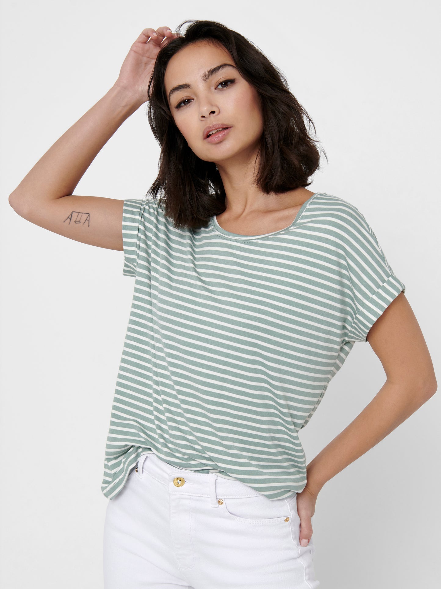 ONLMOSTER STRIPE S/S O-NECK TOP JRS NOOS
