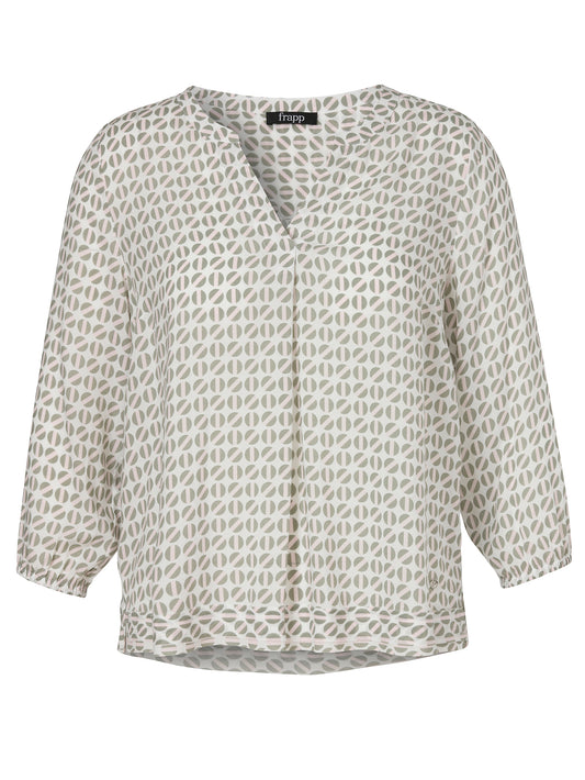 Bluse V-Ausschnitt 3/4 Arm Druck