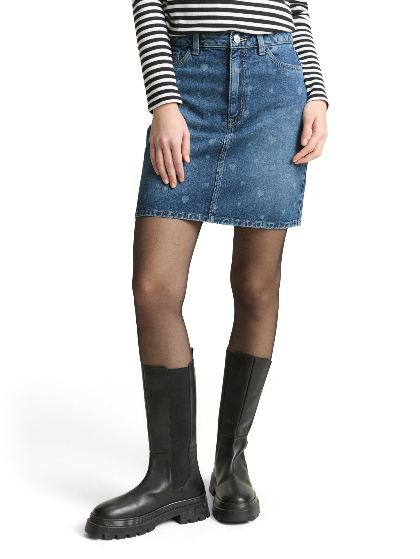 Mini-Jeansrock mit Herz-Print